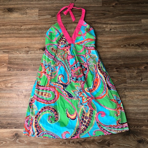 Lilly Pulitzer Paisley Halter Dress, Sz 8 - Picture 3 of 6